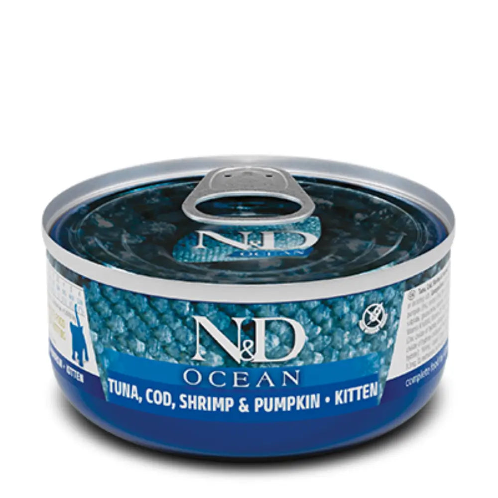 N&D Ocean Ton Balığı, Morina Balığı, Karides ve Balkabaklı Yavru Kedi Yaş Maması, 70g