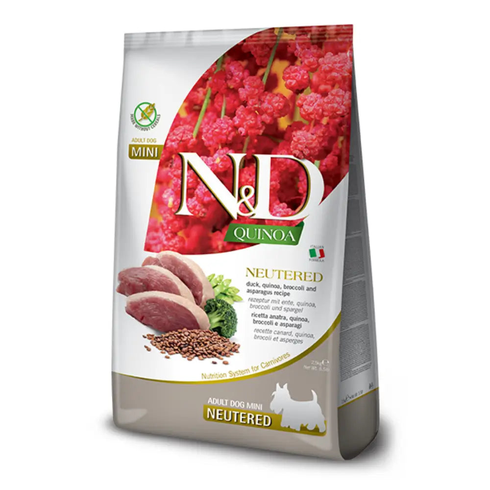 N&D Quinoa Tahılsız Ördek, Brokoli ve Kuşkonmazlı Kısırlaştırılmış Mini Yetişkin Köpek Maması