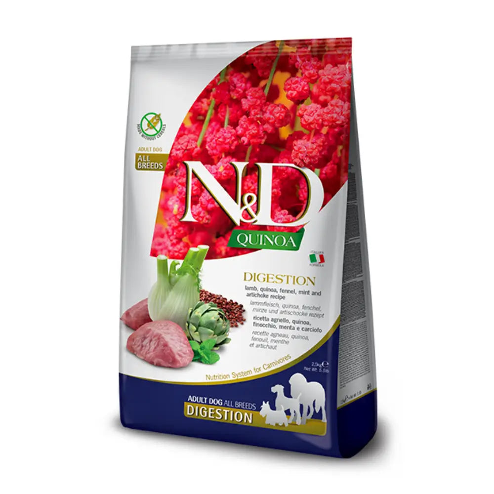 N&D Quinoa Tahılsız Kuzu Etli ve Rezeneli sindirim hassasiyeti Med/Max Yetişkin Köpek Maması