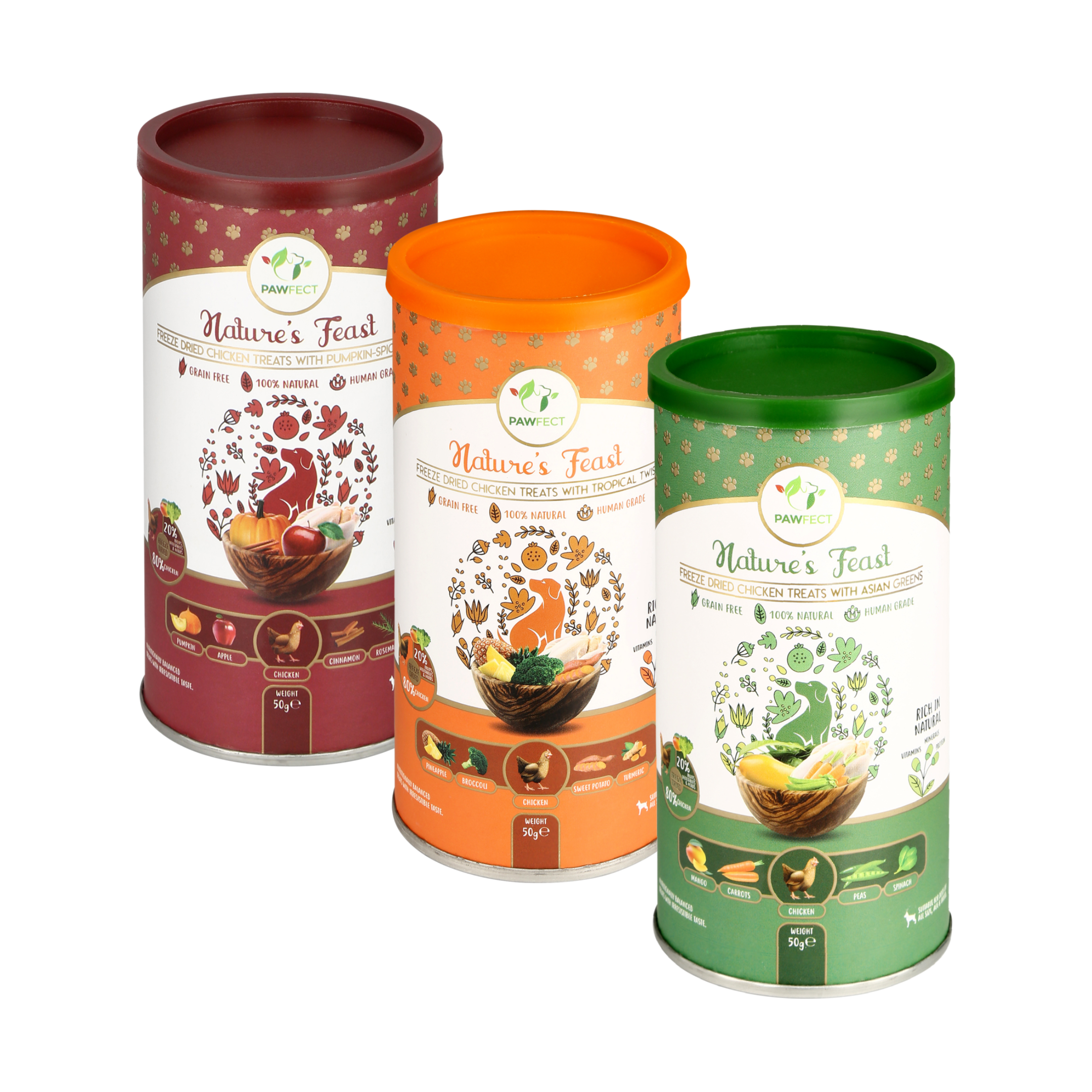 Pawfect Nature's Feast Freeze Dried Dondurulmuş Kurutulmuş Köpek Ödülü, 50g