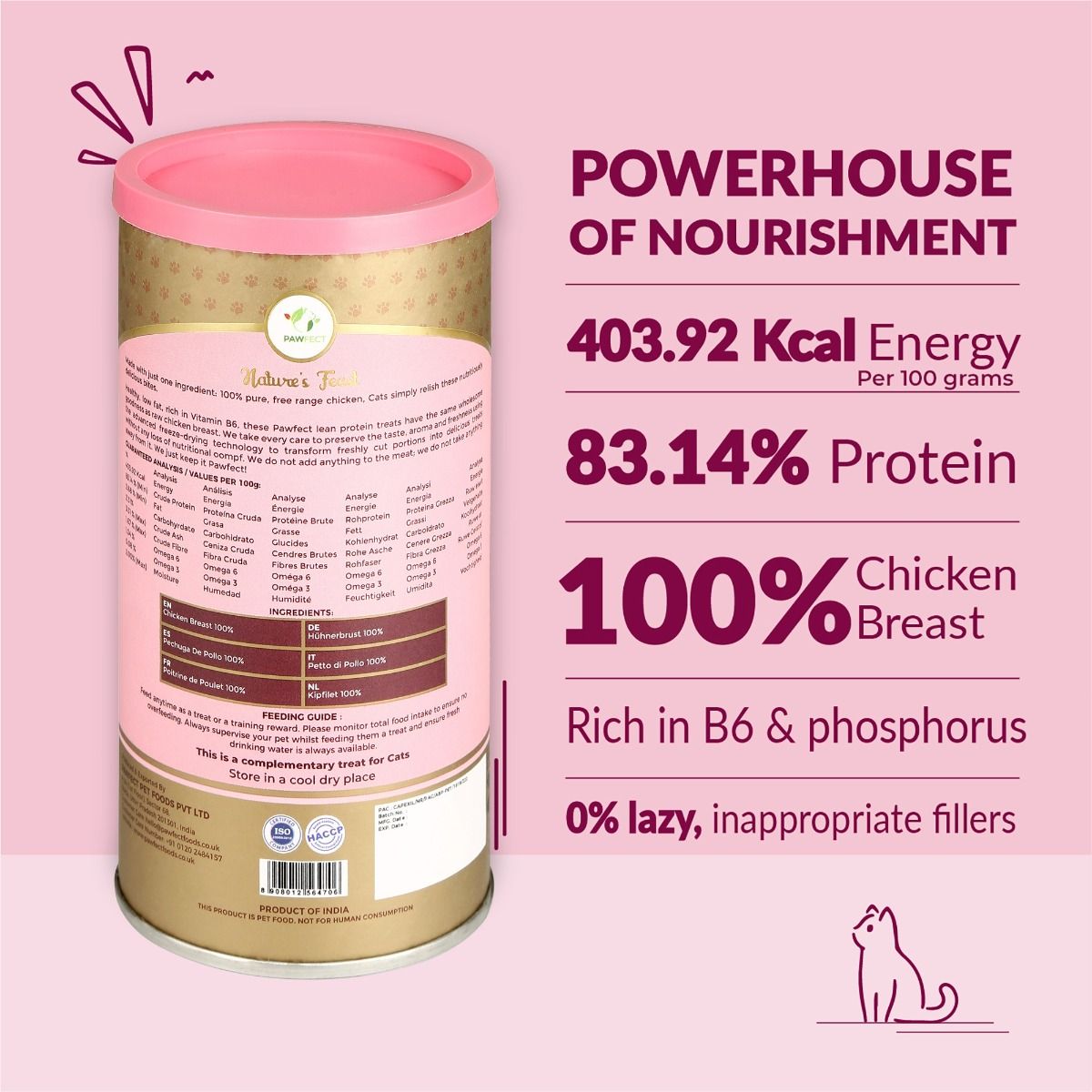 Pawfect Nature's Feast Freeze Dried Dondurulmuş Kurutulmuş Kedi Ödülü, 50g